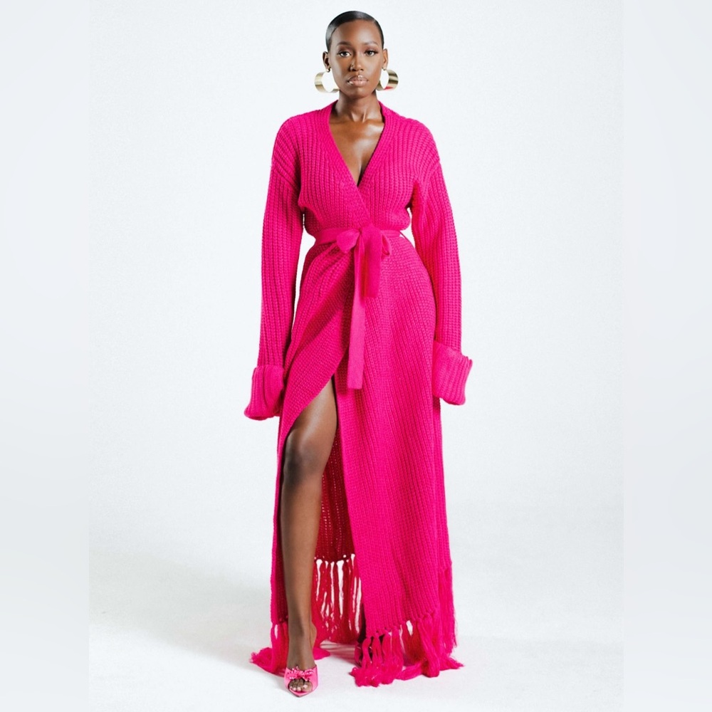 HANIFA MIYA KNIT CARDIGAN DRESS